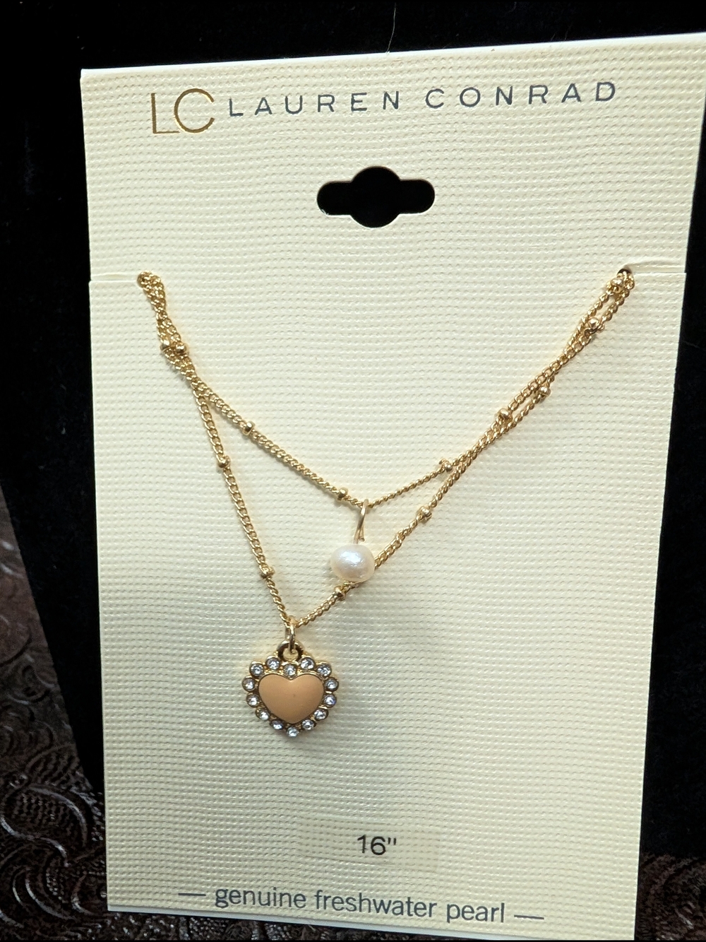 LC Lauren Conrad Gold-Tone Heart Pendant Necklace with Pearl - Gold
